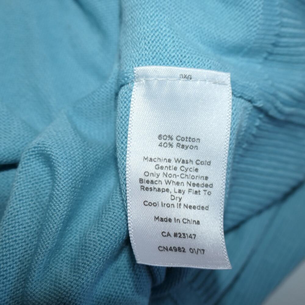 Talbots Cardigan Sweater Womens Medium Blue Open Front 3/4 Sleeve Lightweight - Picture 10 of 11
